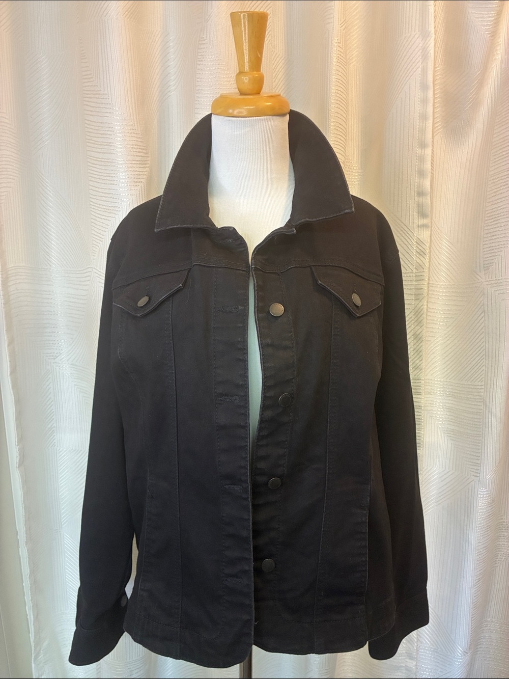 Charter Club Black Jean Jacket - Button-Front Casual
